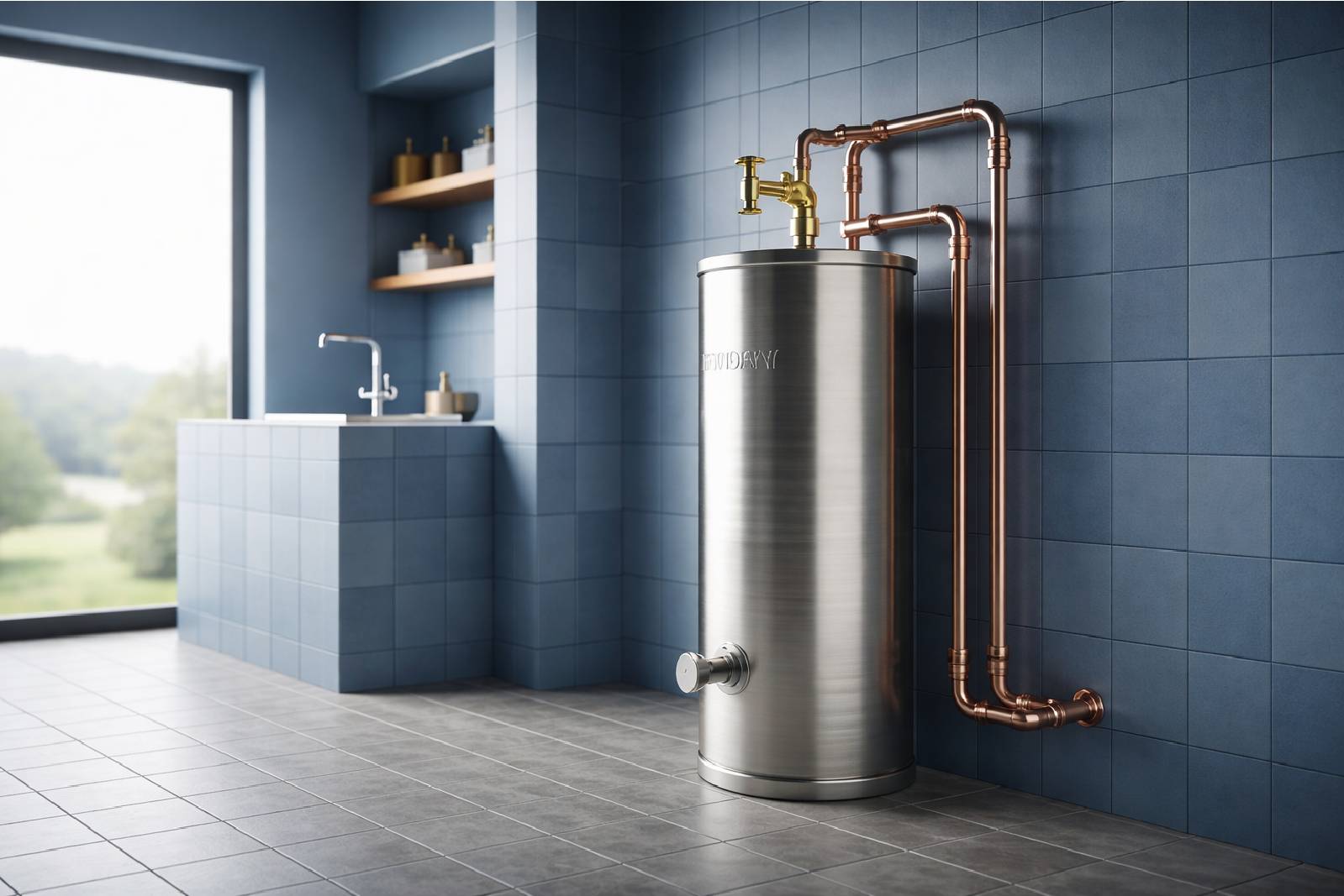 Hot water cylinder during a boiler service by JB Gas and Heating