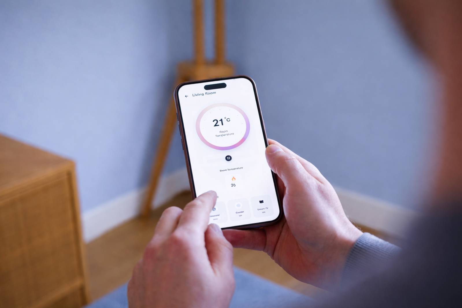 Thermostat control on a mobile phone during a boiler service by JB Gas and Heating