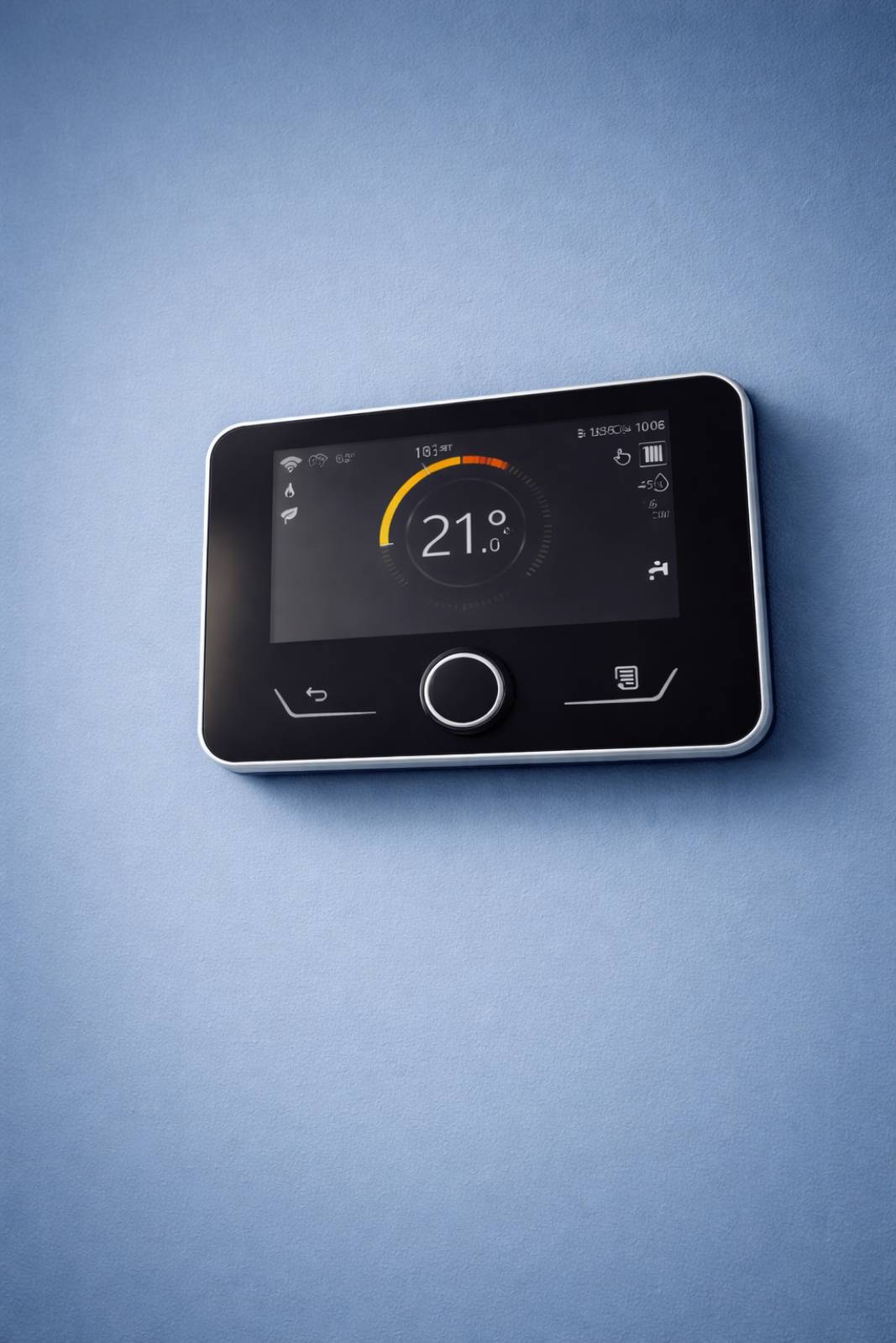 Thermostat on the whall during a boiler service by JB Gas and Heating